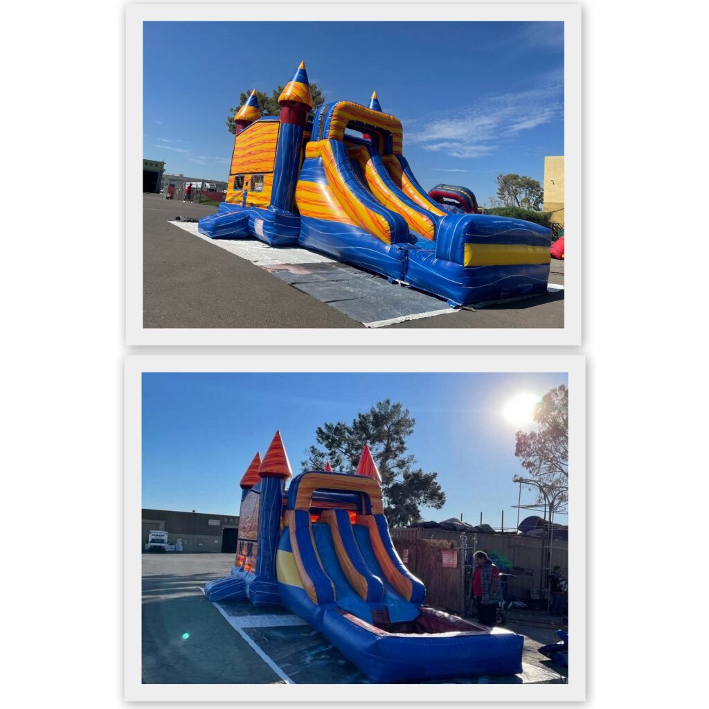 Dual Lane Blue Castle Combo - Boodle Bouncers