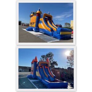 Dual Lane Blue Castle Combo - Boodle Bouncers